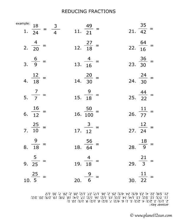 reducing-fractions-with-answer-key-genius777-printables