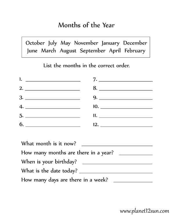 months of the year