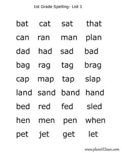 Bat Cat Sat... - 1st Grade Words - genius777.com PRINTABLES