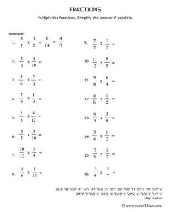 Multiply and Simplify the Fractions - genius777.com PRINTABLES