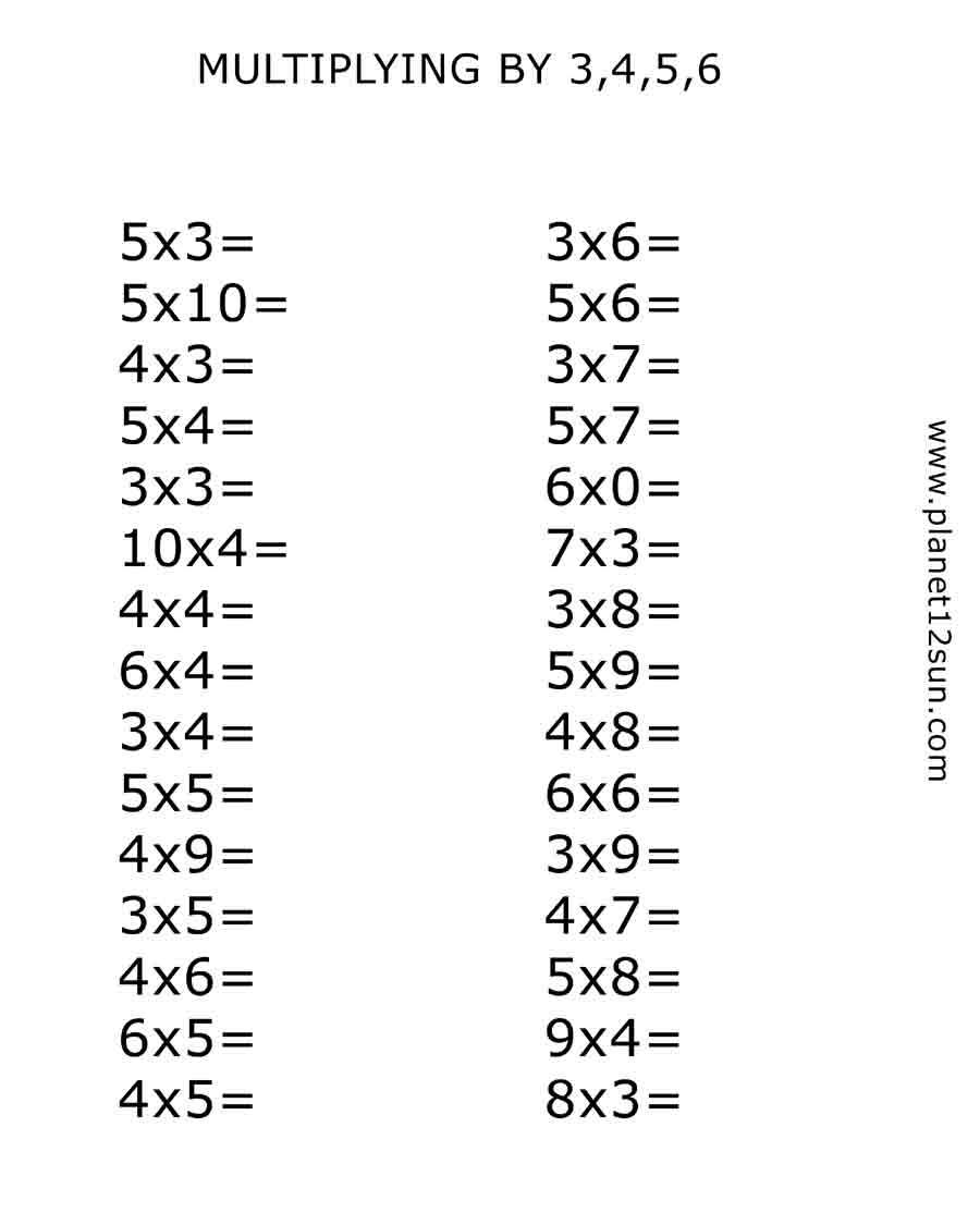 multiplying by 3,4,5,6